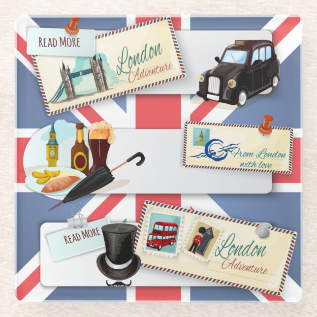 Posavasos De Vidrio Tema de Londres (Anverso)