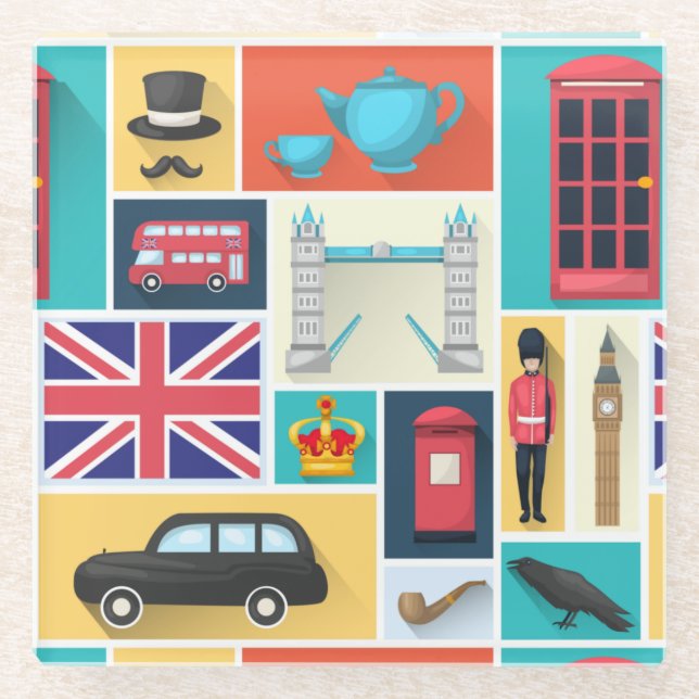 Posavasos De Vidrio Tema de Londres (Anverso)