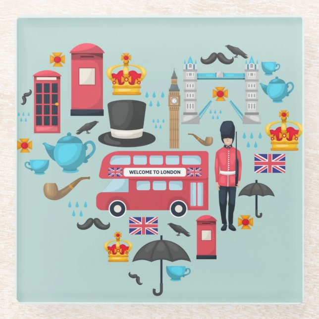 Posavasos De Vidrio Tema de Londres (Anverso)