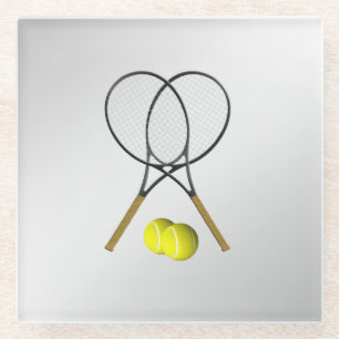 Posavasos De Vidrio Tema del deporte del tenis