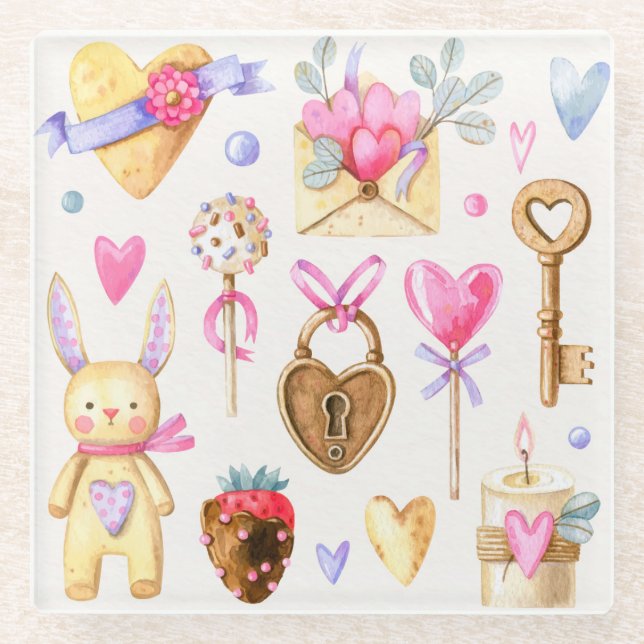 Posavasos De Vidrio Tema Romance (Anverso)