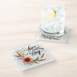 Posavasos De Vidrio Ten un buen día floral
