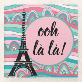 Posavasos De Vidrio Tendencias Francesas Ooh la la! Torre Eiffel Rosa