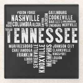 Posavasos De Vidrio Tennessee Heart Love Nashville Cookeville Alcoa