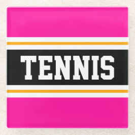 Posavasos De Vidrio TENNIS Carreras divertida deportiva brillante rosa