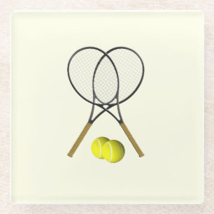 Posavasos De Vidrio Tennis Doubles Cream