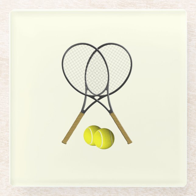 Posavasos De Vidrio Tennis Doubles Cream (Anverso)
