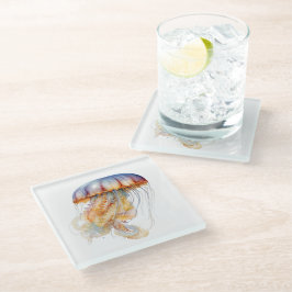 Posavasos De Vidrio Tentáculos de la puesta del sol: Arte acuático cos