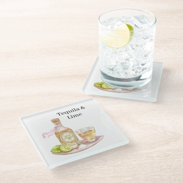 Posavasos De Vidrio Tequila y lima (Angular)
