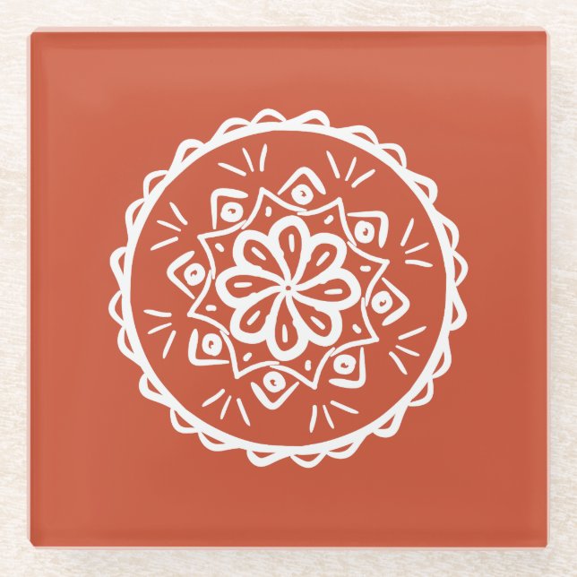 Posavasos De Vidrio Terracotta Mandala (Anverso)
