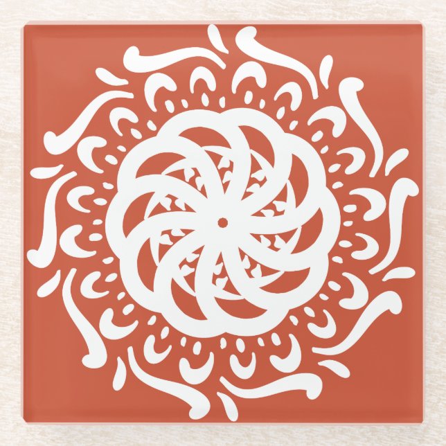 Posavasos De Vidrio Terracotta Mandala (Anverso)