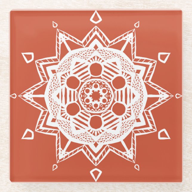 Posavasos De Vidrio Terracotta Mandala (Anverso)