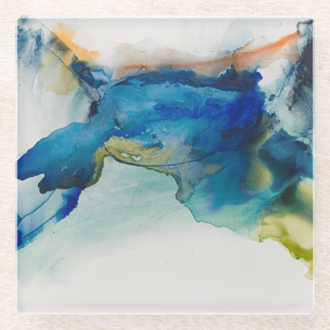 Posavasos De Vidrio Terreno abstracto - Azul (Anverso)