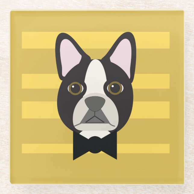 Posavasos De Vidrio Terrier de Boston (Anverso)