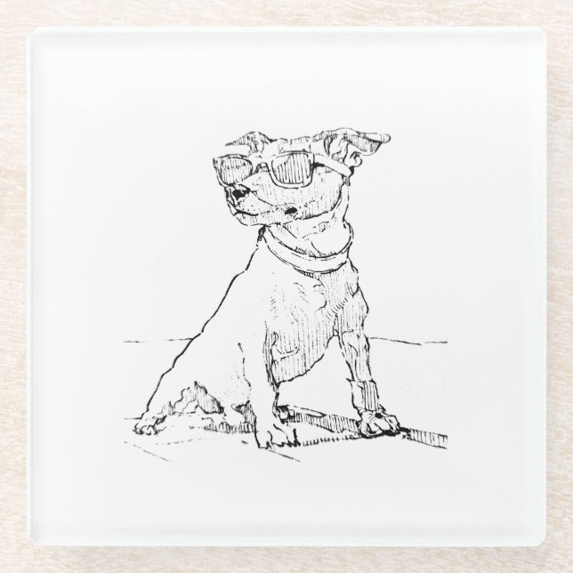 Posavasos De Vidrio Terrier Jack Russell (Anverso)