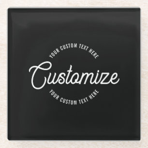 Posavasos De Vidrio Texto circular moderno y elegante con cursiva edit