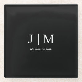 Posavasos De Vidrio Texto de Personalizable Boda blanco y negro