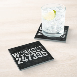 Posavasos De Vidrio Texto desgastado y raspado Workout 247365 vintage