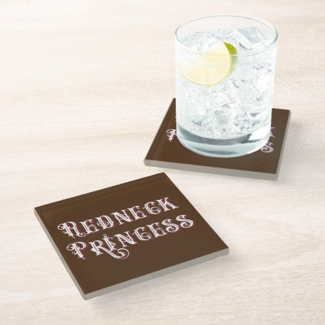 Posavasos De Vidrio Texto elegante de princesa Redneck (Angular)