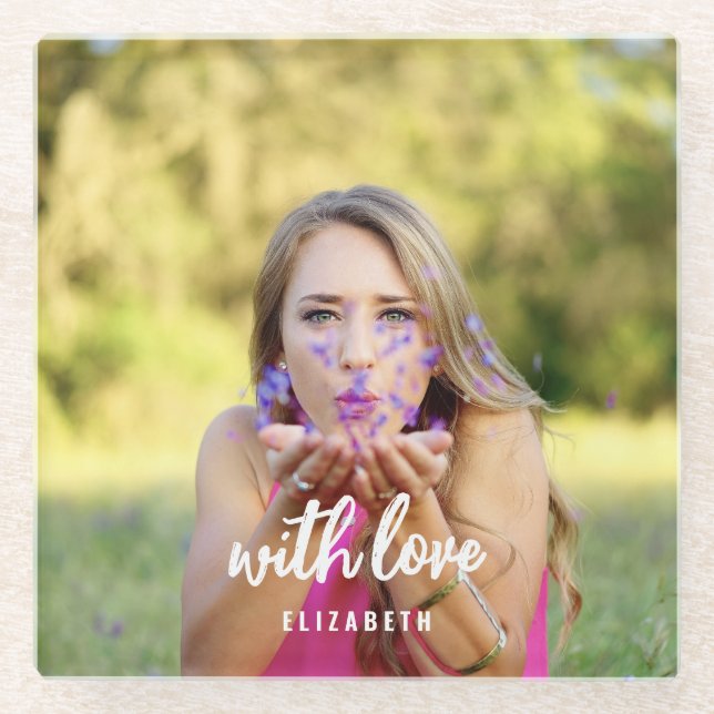 Posavasos De Vidrio Texto moderno simple y audaz para foto de despedid (Anverso)