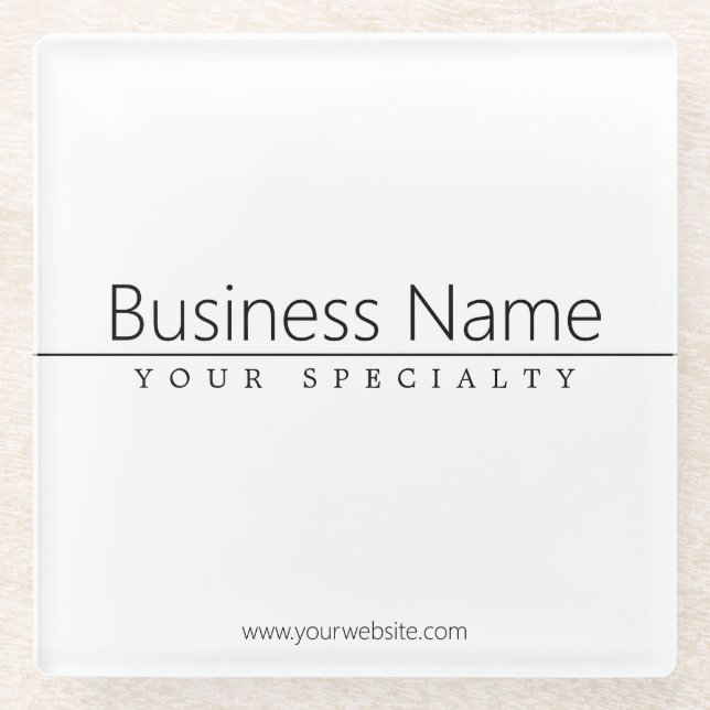 Posavasos De Vidrio Texto negro simple y clásico sobre blanco (Anverso)