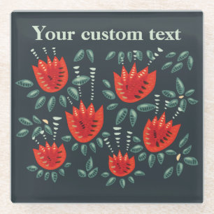 Posavasos De Vidrio Texto oscuro del personalizado del estampado de