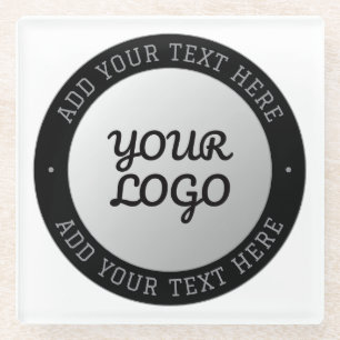 Posavasos De Vidrio Texto personalizable y logotipo Gradiente gris