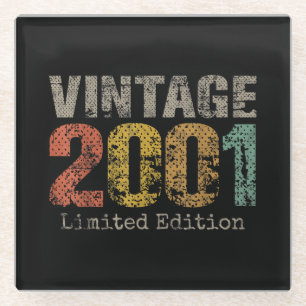 Posavasos De Vidrio Texto Vintage 2001 Regalo Cumpleaños 25 Hombres Mu