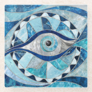 Posavasos De Vidrio Textos Minerales de Evil Eye Amulet Mosaic