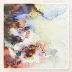 Posavasos De Vidrio Textura abstracta del grunge de la acuarela con la