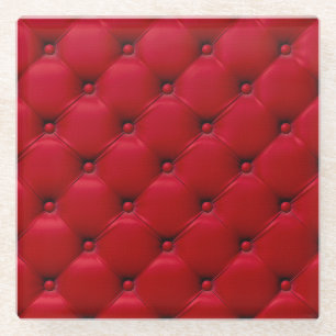 Posavasos De Vidrio Textura con botón rojo: patrón de repetición.