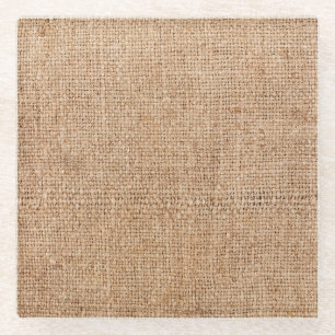 Posavasos De Vidrio Textura de burrega marrón, mantel rústico.