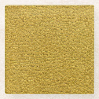 Posavasos De Vidrio Textura de cuero amarillo Seamless Closeup