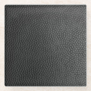 Posavasos De Vidrio Textura de cuero negro