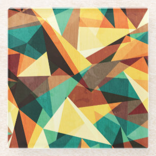 Posavasos De Vidrio Textura de efecto de madera de triángulo de color