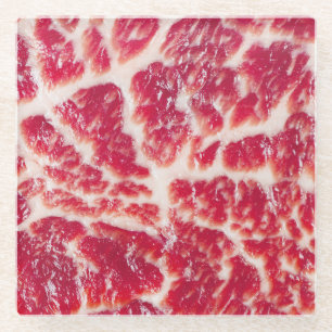 Posavasos De Vidrio Textura de filete de carne de ternera con marmol