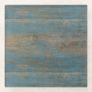 Posavasos De Vidrio Textura de madera de playa azul