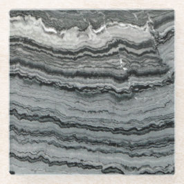 Posavasos De Vidrio Textura de mármol de ágata blanco negro de piedra 