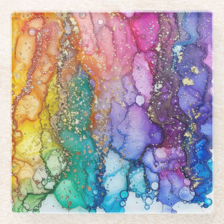 POSAVASOS DE VIDRIO TEXTURA DE OBSERVACIÓN DE LÍQUIDOS DE COLORES Y OR