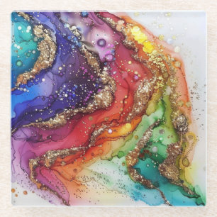 POSAVASOS DE VIDRIO TEXTURA DE OBSERVACIÓN DE LÍQUIDOS DE COLORES Y OR