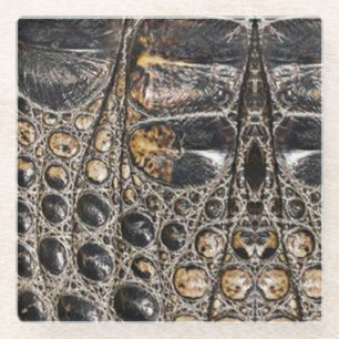 Posavasos De Vidrio Textura de piel de lagarto marrón americano