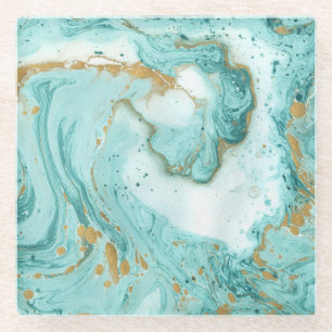 Posavasos De Vidrio Textura decorativa de mármol, pintura artística ab