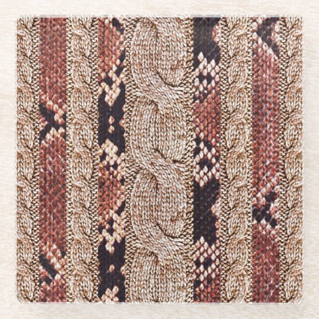 Posavasos De Vidrio Textura del calzado, patrón geométrico de serpient (Anverso)