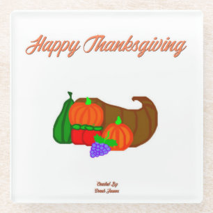 Posavasos De Vidrio Thankings Cornucopia Glass Coaster