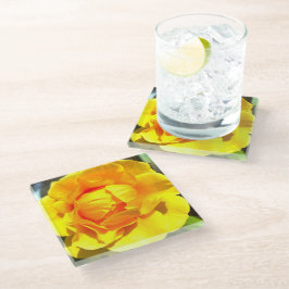 Posavasos De Vidrio The Glorious Yellow Rose, Glass Coaster