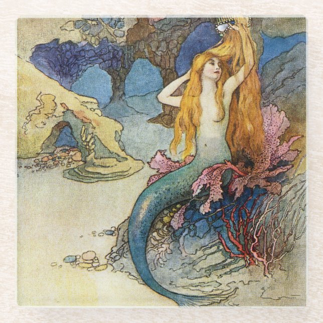 Posavasos De Vidrio “The Mermaid” by Warwick Goble (Anverso)