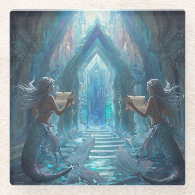 Posavasos De Vidrio The Scroll Keepers of the Deep” (Anverso)