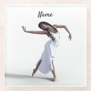 Posavasos De Vidrio Thunder_Cove de bailarina de vestir blanco 