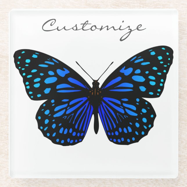 Posavasos De Vidrio Thunder_Cove de mariposa azul (Anverso)