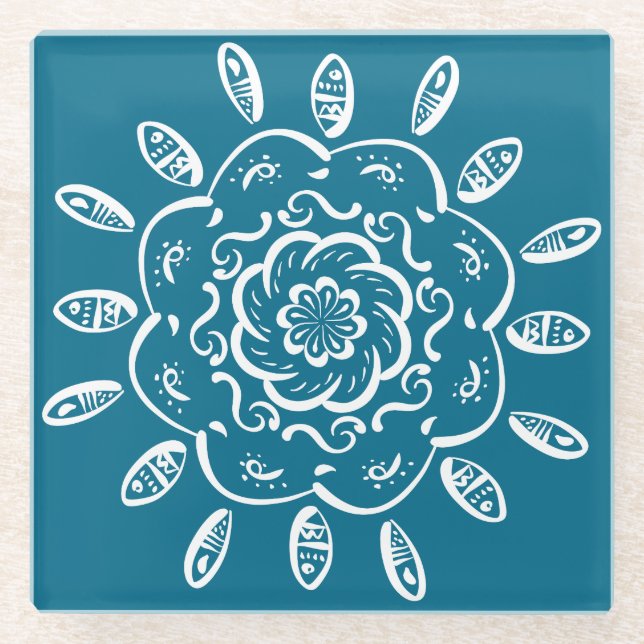 Posavasos De Vidrio Tidepool Mandala (Anverso)